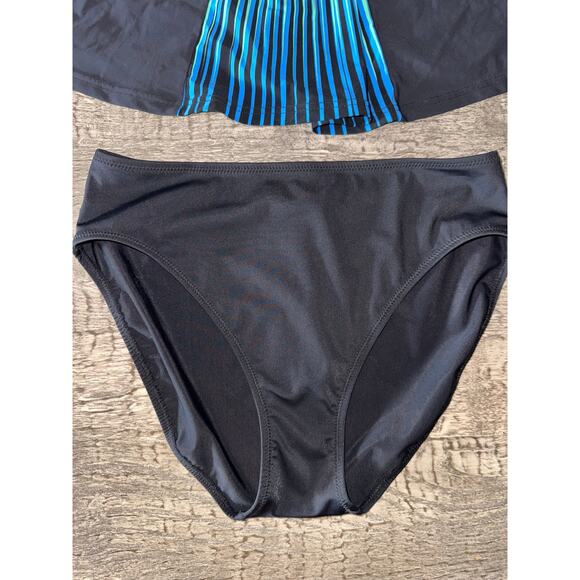 Gottex Contour Black Tankini Swim Set Sz 6 Flowy A-Line Top, Retro Poolside Glam - Picture 4 of 8